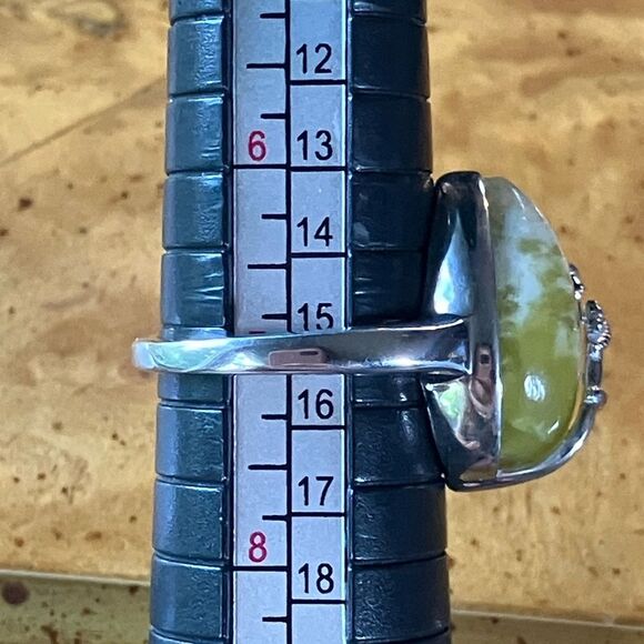 Natural Connemara Marble Sterling Silver Claddagh Ring - Picture 8 of 9